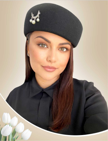 PALARII FEMEI - Palarie dama toca ROYAL LUX -palarie neagra, reglabila