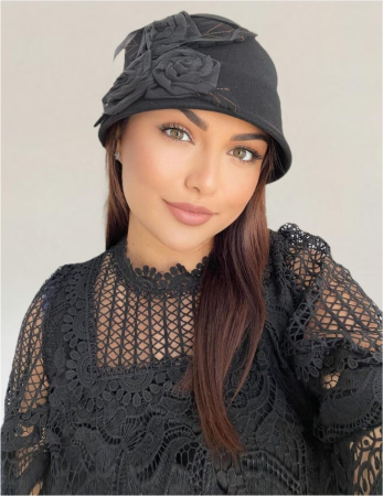 Palarie dama fetru Ariana-palarie neagra, palarie reglabila [3]