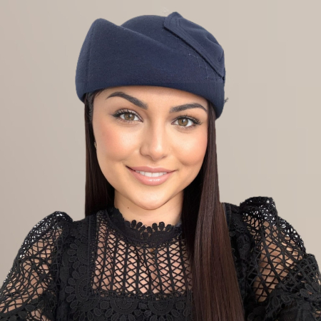 Palarii dama tip toca din fetru lux CALLIA LUX (BLEUMARIN) - marime unica, reglabila [4]