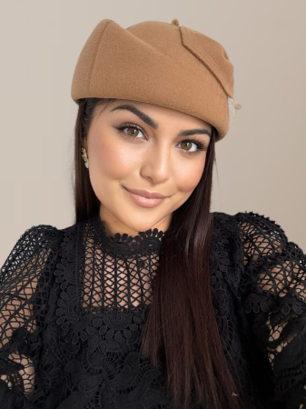 Palarii dama tip toca din fetru lux CALLIA LUX (MARO cappuccino) - marime unica, reglabila [3]