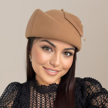 Palarii dama tip toca din fetru lux CALLIA LUX (MARO cappuccino) - marime unica, reglabila [5]