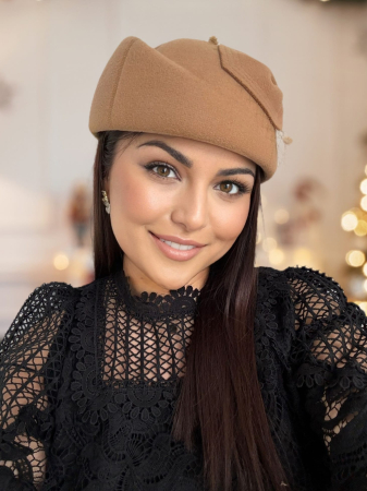 Palarii dama tip toca din fetru lux CALLIA LUX (MARO cappuccino) - marime unica, reglabila [1]