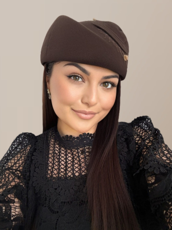 Palarii dama tip toca din fetru lux CALLIA LUX (MARO mahon) - marime unica, reglabila [3]