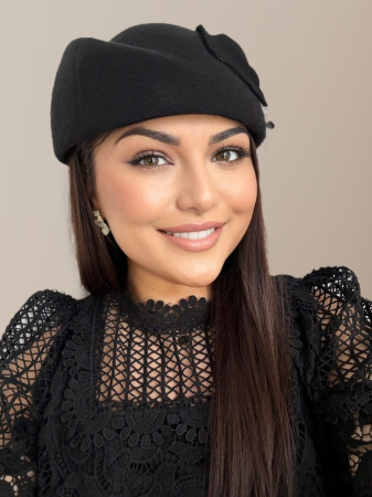 Palarii dama tip toca din fetru lux CALLIA LUX (NEGRU) - marime unica, reglabila [3]