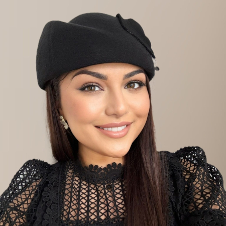 Palarii dama tip toca din fetru lux CALLIA LUX (NEGRU) - marime unica, reglabila [5]