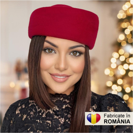 Palarii dama tip toca din fetru lux CONTESA LUX (ROSU imperial) - marime unica, reglabila [2]