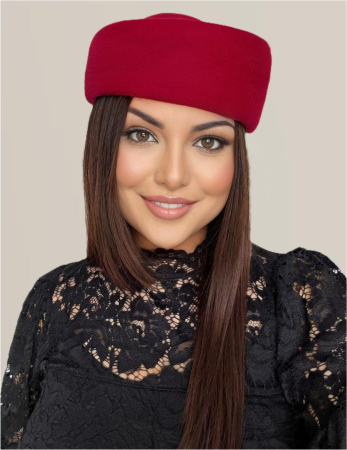 Palarii dama tip toca din fetru lux CONTESA LUX (ROSU imperial) - marime unica, reglabila [2]