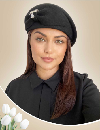 PALARII FEMEI - Palarie dama toca PRINCESS LADY -palarie neagra, reglabila