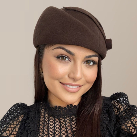 Palarii dama tip toca din fetru lux LEYLA LUX (MARO) - marime unica, reglabila [5]