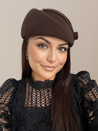 Palarii dama tip toca din fetru lux LEYLA LUX (MARO) - marime unica, reglabila [3]