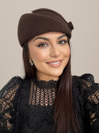 Palarii dama tip toca din fetru lux LEYLA LUX (MARO) - marime unica, reglabila [2]