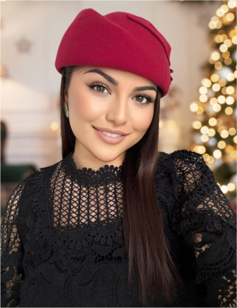 PALARII ELEGANTE - Palarii dama tip toca din fetru lux PARISIENNE LUX (GRENA) - marime unica, reglabila