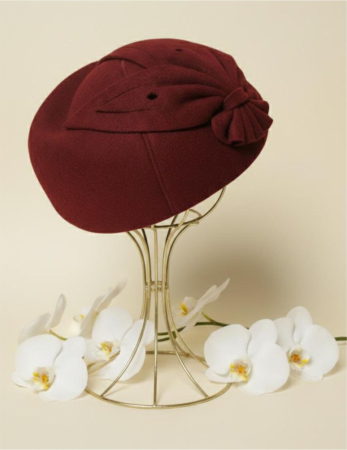 Palarii dama tip toca din fetru lux PARISIENNE LUX (GRENA) - marime unica, reglabila [4]