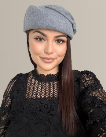 Palarii dama tip toca din fetru lux PARISIENNE LUX (GRI perlat) - marime unica, reglabila [3]