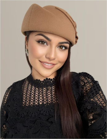 Palarii dama tip toca din fetru lux PARISIENNE LUX (MARO cappuccino) - marime unica, reglabila [2]