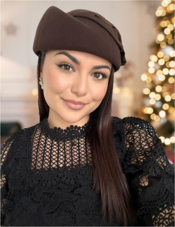 Palarii dama tip toca din fetru lux PARISIENNE LUX (MARO mahon) - marime unica, reglabila [1]