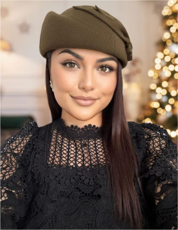 PALARII ELEGANTE - Palarii dama tip toca din fetru lux PARISIENNE LUX (KAKI) - marime unica, reglabila