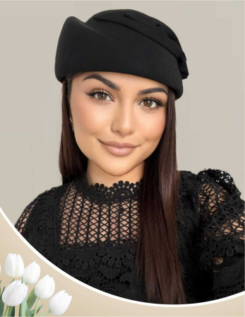 PALARII FEMEI - Palarii dama tip toca din fetru lux PARISIENNE LUX (NEGRU) - marime unica, reglabila