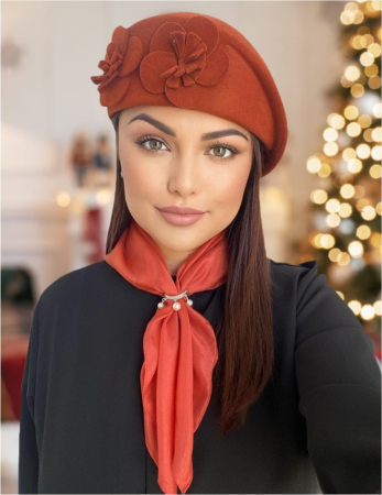 OFERTA ZILEI: palarie lux + esarfa CADOU la doar 139 lei + transport GRATIS - Palarie dama toca REGINA LUX -palarie maro, reglabila