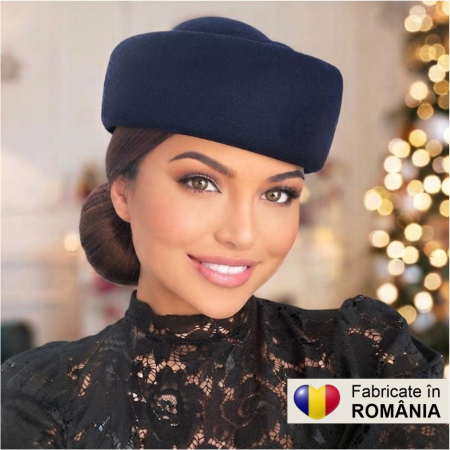Palarii toca din fetru lux STEWARDESA CHIC (BLEUMARIN inchis) - marime unica, REGLABILA [2]