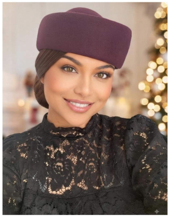 Palarii toca din fetru lux STEWARDESA CHIC (VIOLET/GRENA prunia) - marime unica, reglabila [1]