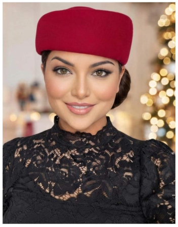 Palarii toca din fetru lux STEWARDESA CHIC (ROSU imperial) - marime unica, REGLABILA [2]