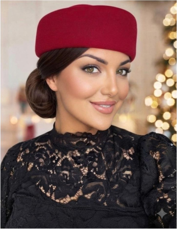 Palarii toca din fetru lux STEWARDESA CHIC (ROSU imperial) - marime unica, REGLABILA [1]
