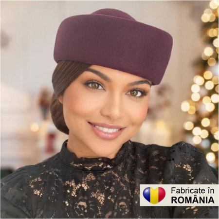 Palarii toca din fetru lux STEWARDESA CHIC (VIOLET/GRENA prunia) - marime unica, reglabila [4]