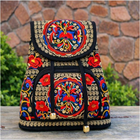 RUCSACURI - Rucsac  elegant de dama Fantezia Lux - Multicolor/Rosu