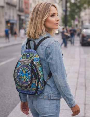 RUCSACURI - Rucsac  elegant de dama - Fantezie Chic - Albastru