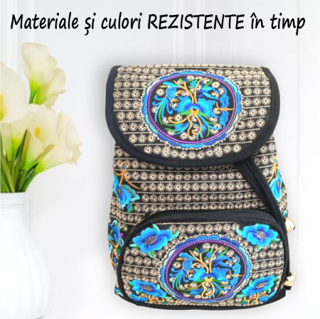 Rucsac  elegant de dama - Fantezie in Albastru [2]