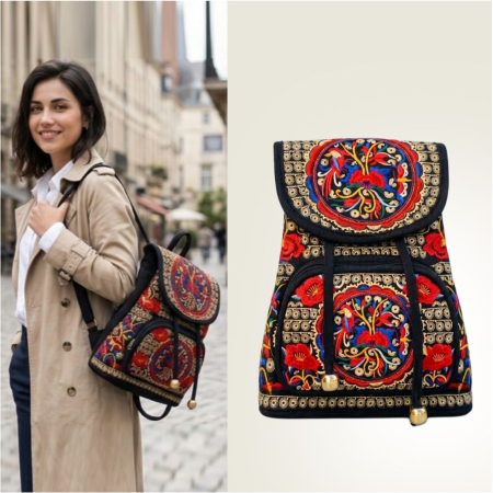 RUCSACURI - Rucsac  elegant de dama - Fantezie in Rosu