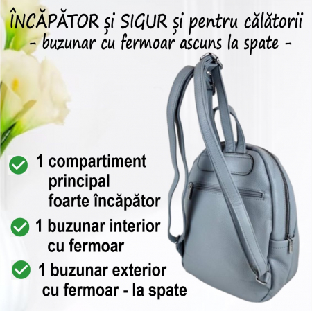 Rucsac elegant de dama Silvia Chic (MULTICOLOR cu fond GRI) [4]