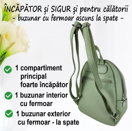 Rucsac elegant de dama Silvia Chic (MULTICOLOR cu fond VERDE) [4]