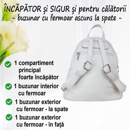 Rucsac elegant de dama Silvia Chic B (MULTICOLOR cu fond ALB) [4]