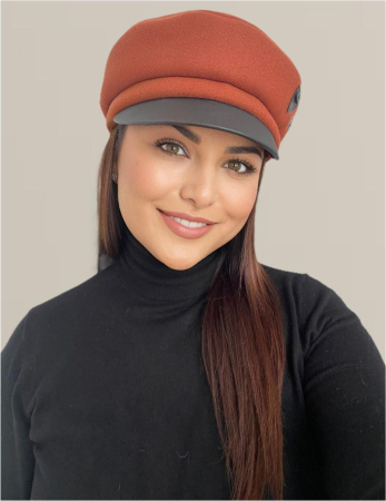 Sapca eleganta din stofa lux cu cozoroc negru din piele (CARAMIZIU) - marime UNIVERSALA [2]