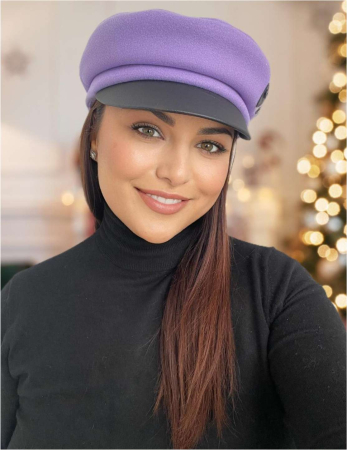 Sapca eleganta din stofa lux cu cozoroc negru din piele (MOV) - marime UNIVERSALA [1]