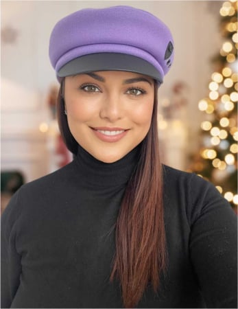 SEPCI DAMA LUX - Sapca eleganta din stofa lux cu cozoroc negru din piele (MOV) - marime UNIVERSALA