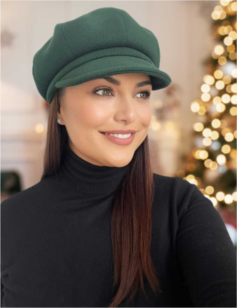 Sapca eleganta din stofa lux cu cozoroc Samira (VERDE) - marime UNIVERSALA [1]