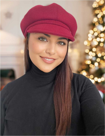 SEPCI DAMA - Sapca eleganta din stofa lux cu cozoroc Samira (GRENA) - marime UNIVERSALA