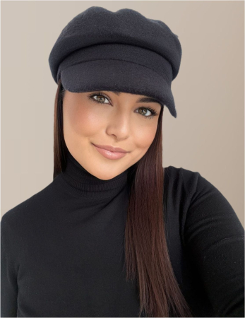 Sapca eleganta din stofa cu lana GLORIA CHIC (NEGRU) - marime UNICA, reglabila [1]