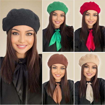 Set elegant BERETA + ESARFA (NEGRU + 14 culori) [5]