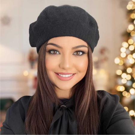 BERETE DAMA - Set elegant BERETA + ESARFA (NEGRU + 14 culori)