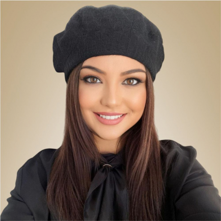 BERETE DAMA - Set elegant BERETA + ESARFA (NEGRU)