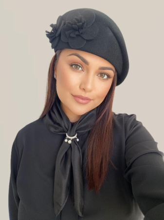 Palarie dama toca REGINA LUX -palarie neagra, reglabila [1]