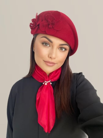 Palarie dama toca REGINA LUX -palarie rosie, reglabila [1]