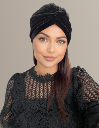 Turban dama din catifea lux cu captuseala MONALISA (NEGRU + 7 culori) - marime universala [1]