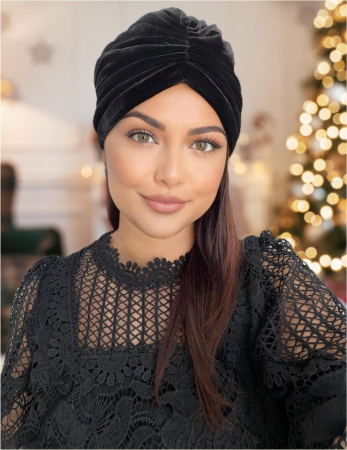 Turban dama din catifea lux cu captuseala MONALISA (NEGRU) - marime universala [1]