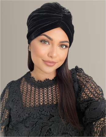 Turban dama din catifea lux cu captuseala MONALISA (NEGRU) - marime universala [3]