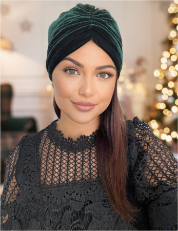 Turban dama din catifea lux cu captuseala MONALISA (VERDE) - marime universala [1]